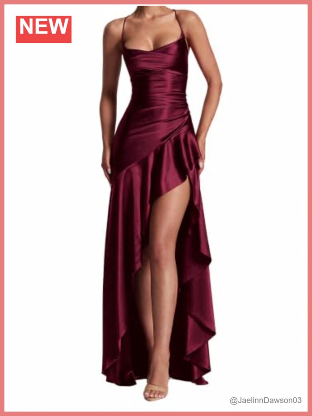 Satin Maxi Dress Asymmetrical Cowl Neck Sleeveless Formal Party Gown